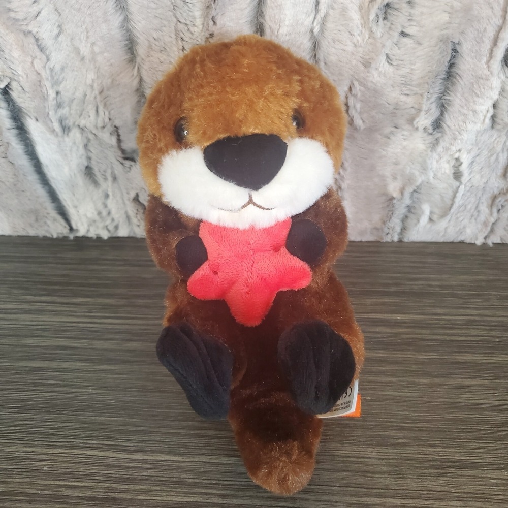 Hug'ems Baby Sea Otter Plush 7" Stuffed Animal Golding Red Sea Star Starfish EUC
